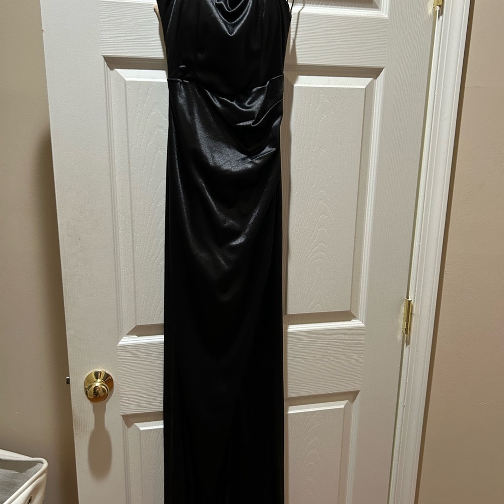 Emerald Sundae Black Ruched Halter Maxi Dress